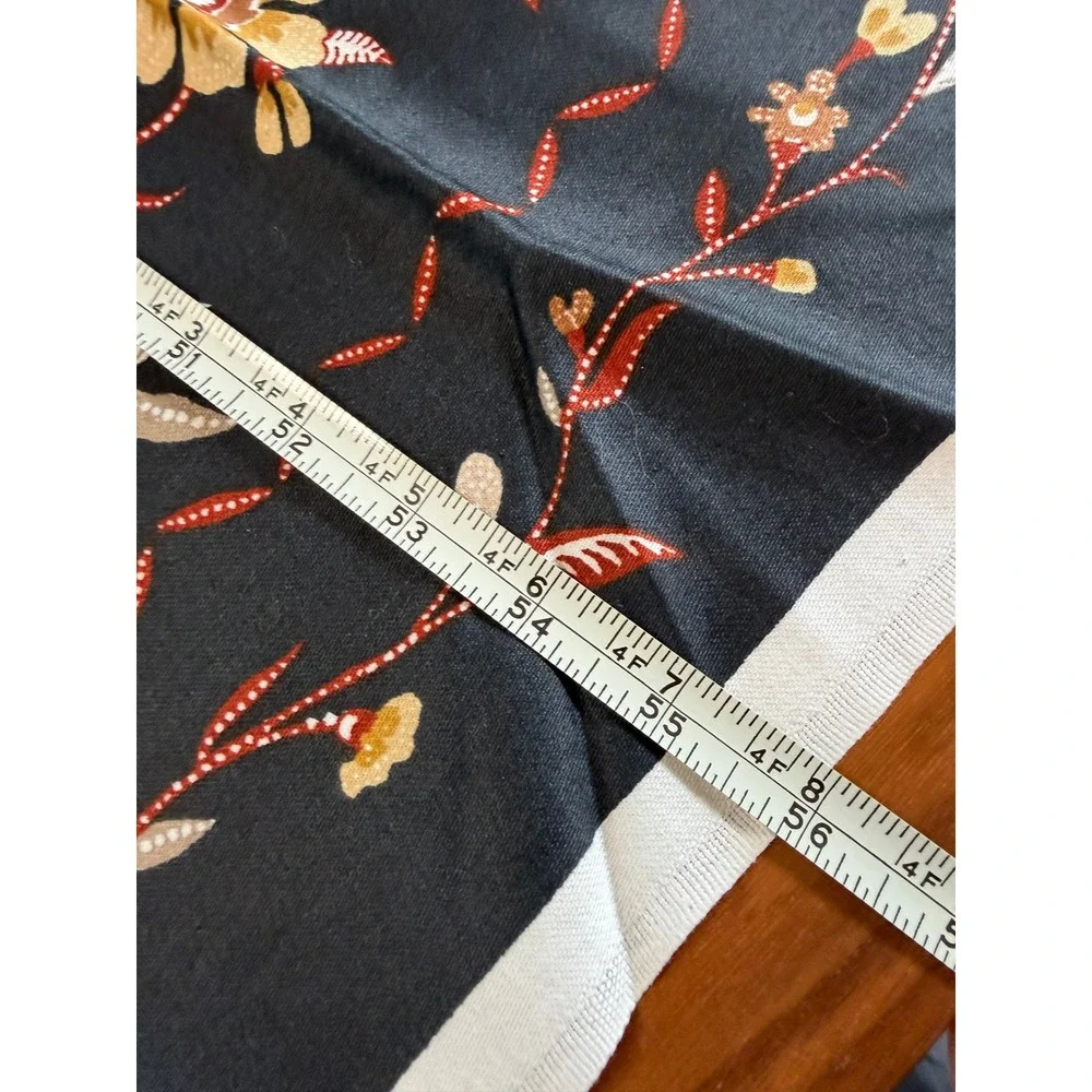 VTG 5th Ave Designs Botanical Fabric 56x62 Black Vat Dye Screen Printed Cotton